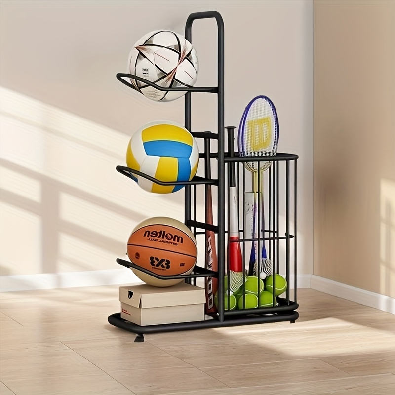 TEMU Metal Ball Storage Rack, Suitable For Sports , Campuses, And Homes To Store Volleyball, Badminton Rackets, Basketballs, And Fitness Equipment.