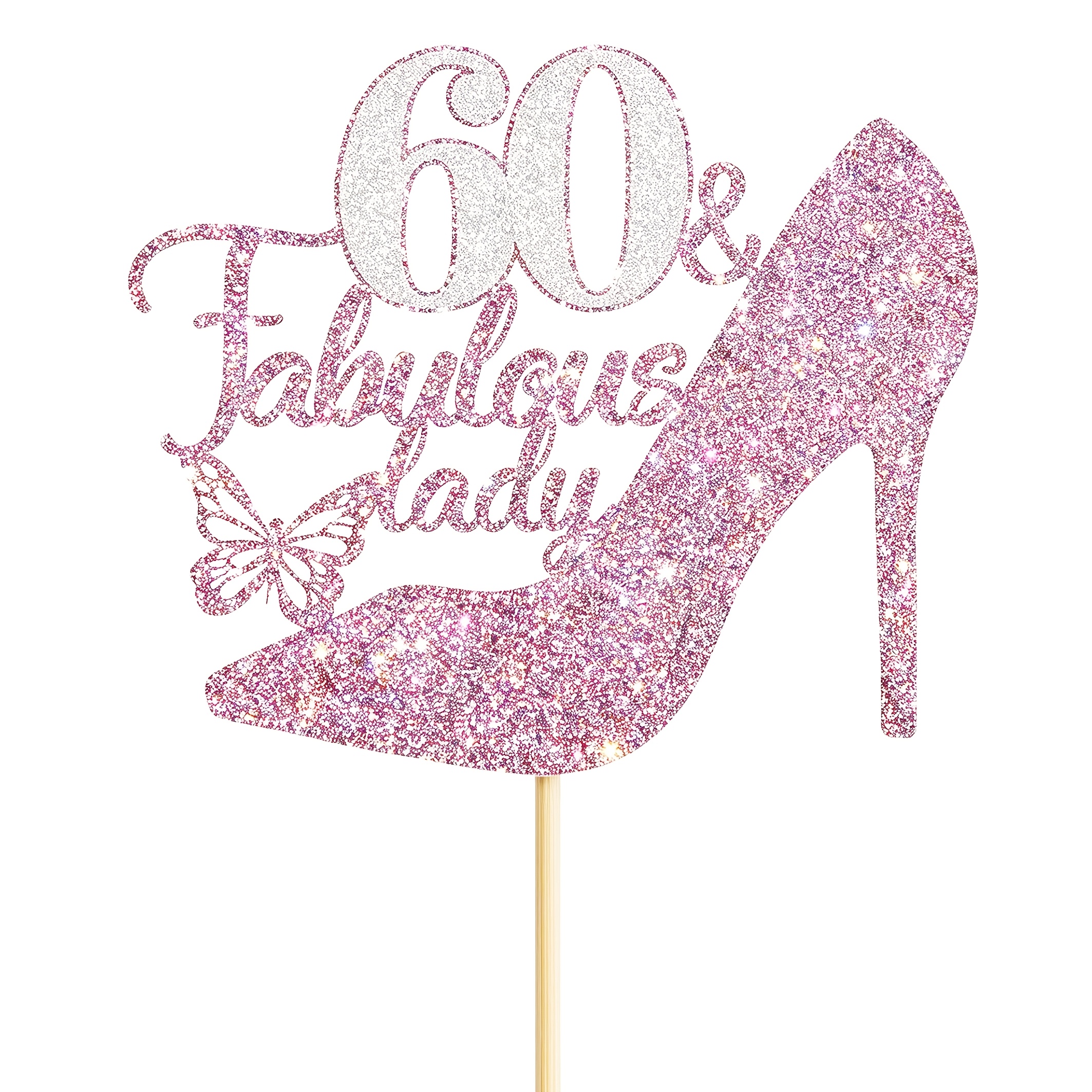 TEMU 1pc 60th And Topper Happy 60th Birthday Party Decoration Supplies Queen Women Lady Funny Birthday Cake Decor Purple Glitter
