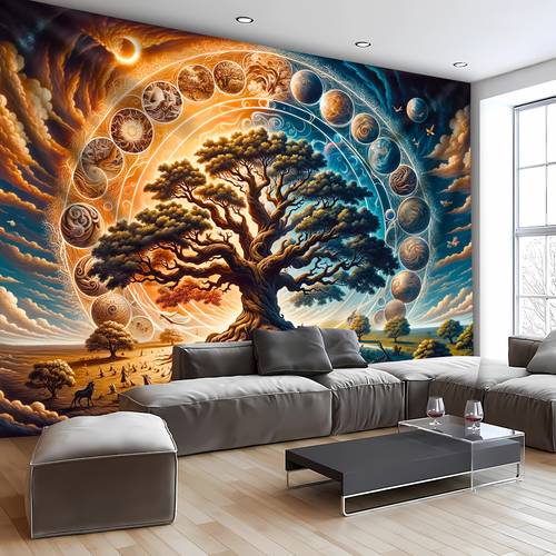 . prächtiges baum des lebens wandteppich, große pfirsichhaut foto hintergrund, schlafzimmer ästhetischer hänge-teppich für schlafzimmer büro wohnzimmer günstige raumdeko, mit kostenlosem zubehör