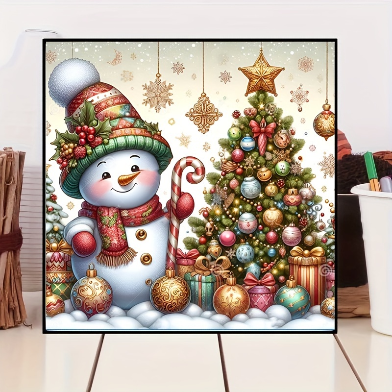 

Snowman Christmas Diamond Painting Kit For Adults, 5d Diy Cartoon Themed Full Drill Round Diamond Art, Acrylic Pmma Craft For Wall Decor And Gift - Complete Tool Set Included