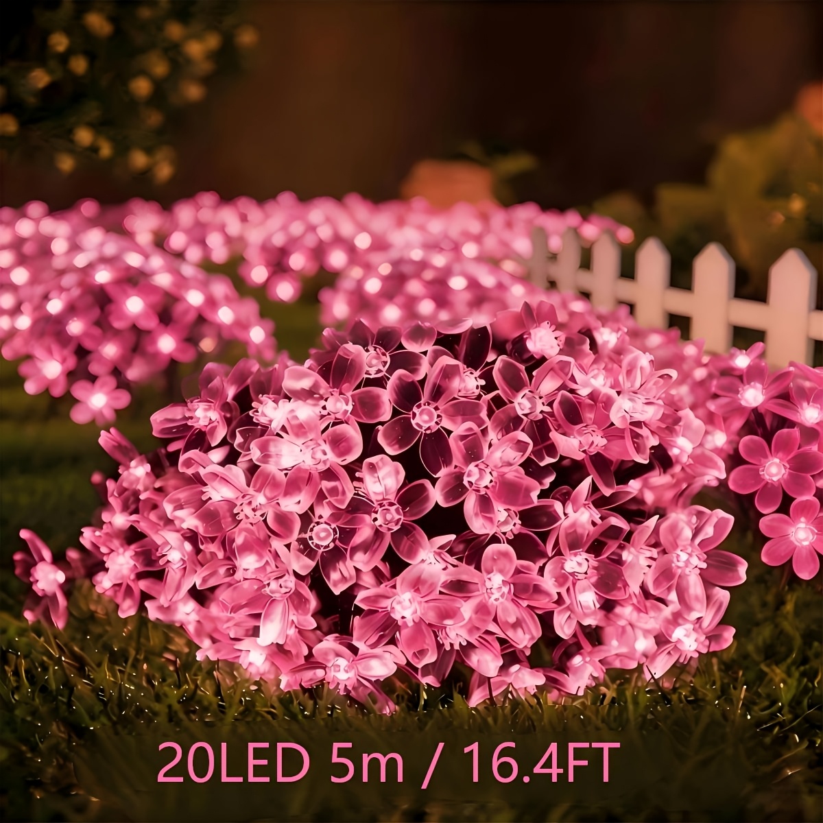 TEMU Guirlande Lumineuse Solaire LED à Effet de Fleuries pour Extérieur, pour Jardin, Clôture, Patio, Cour, Sapin de Noël, Pelouse, Décoration de