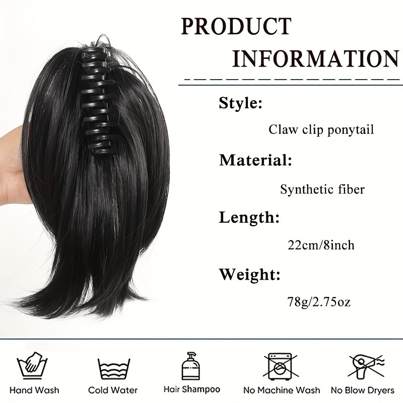 chic claw clip ponytail extension for women straight synthetic hair versatile easy to style details 4