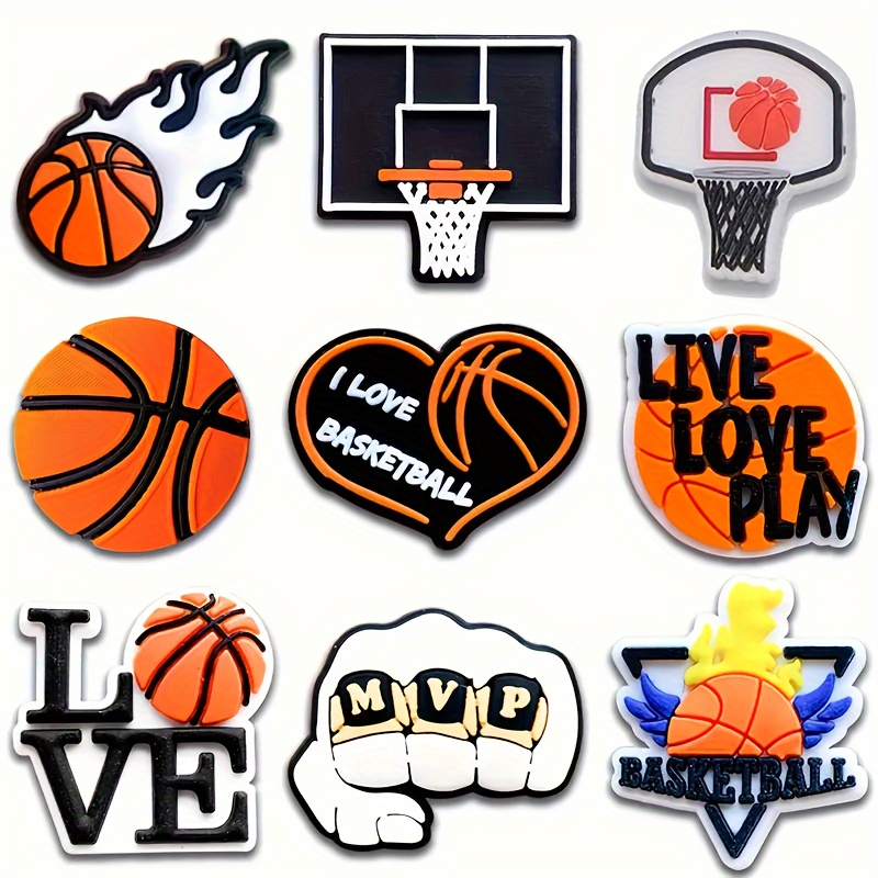 

9pcs Basketball Themed Charms Set, Pvc Material, Ideal For Wristbands, Bags & Accessories, Perfect Gift For Birthdays, Christmas, Valentine's Day