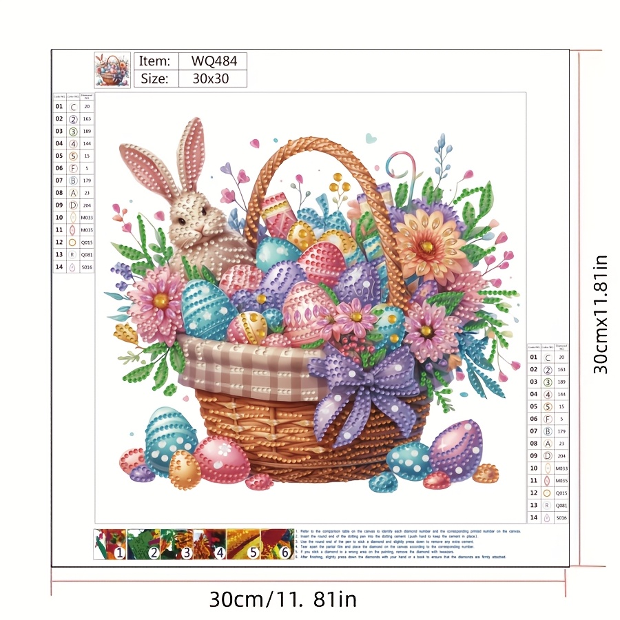 TEMU 5d Diamond Painting Kit Featuring Easter Eggs, Rabbits, And Animals With Unique Shapes, Resin Diamonds, Mandalas, And ! Size: 30x30cm /