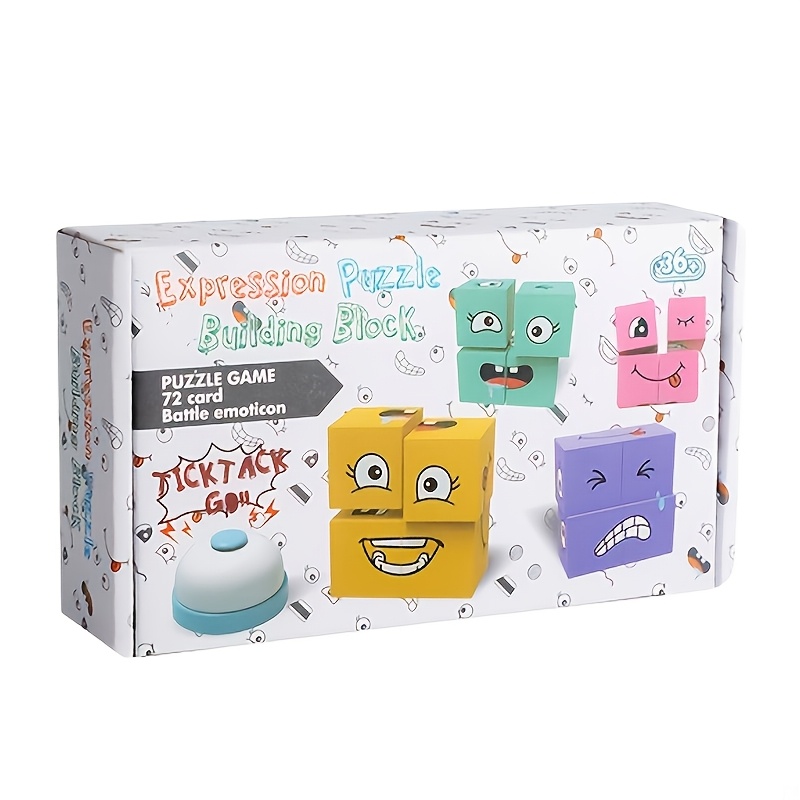 Wooden Face Changing Building Blocks, -changing Wooden Cube Building Blocks Set Equipped With A Bell Fosters And Imagination, Parent-child Educational Toys For Kids Boys Girls Birthday, Halloween
