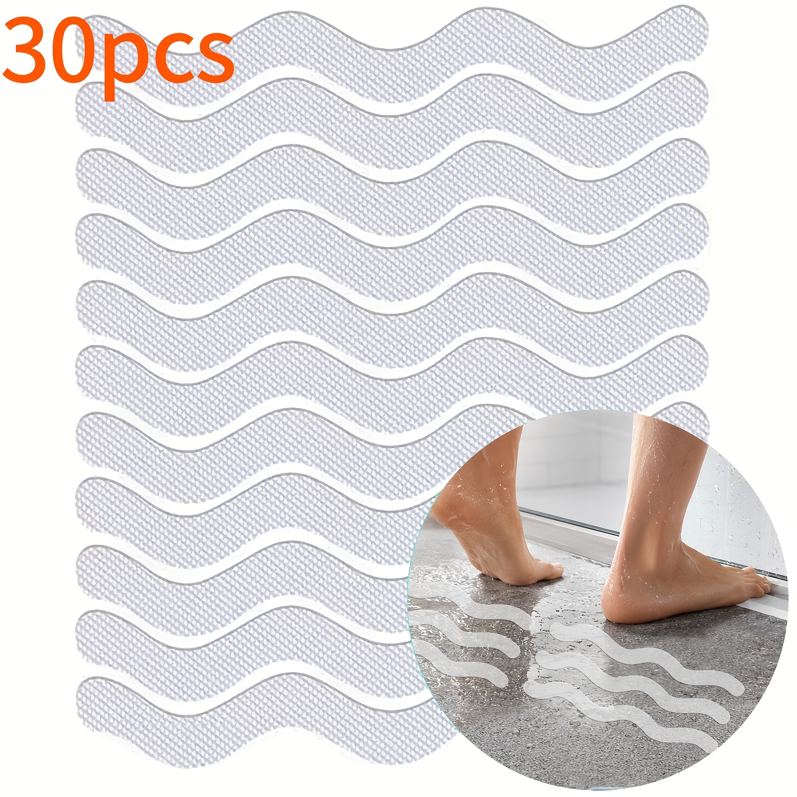 TEMU 18/30 piezas de pegatinas antideslizantes para baño, pegatina antideslizante para pisos de ducha, tira antideslizante para baño, tiras adhesivas