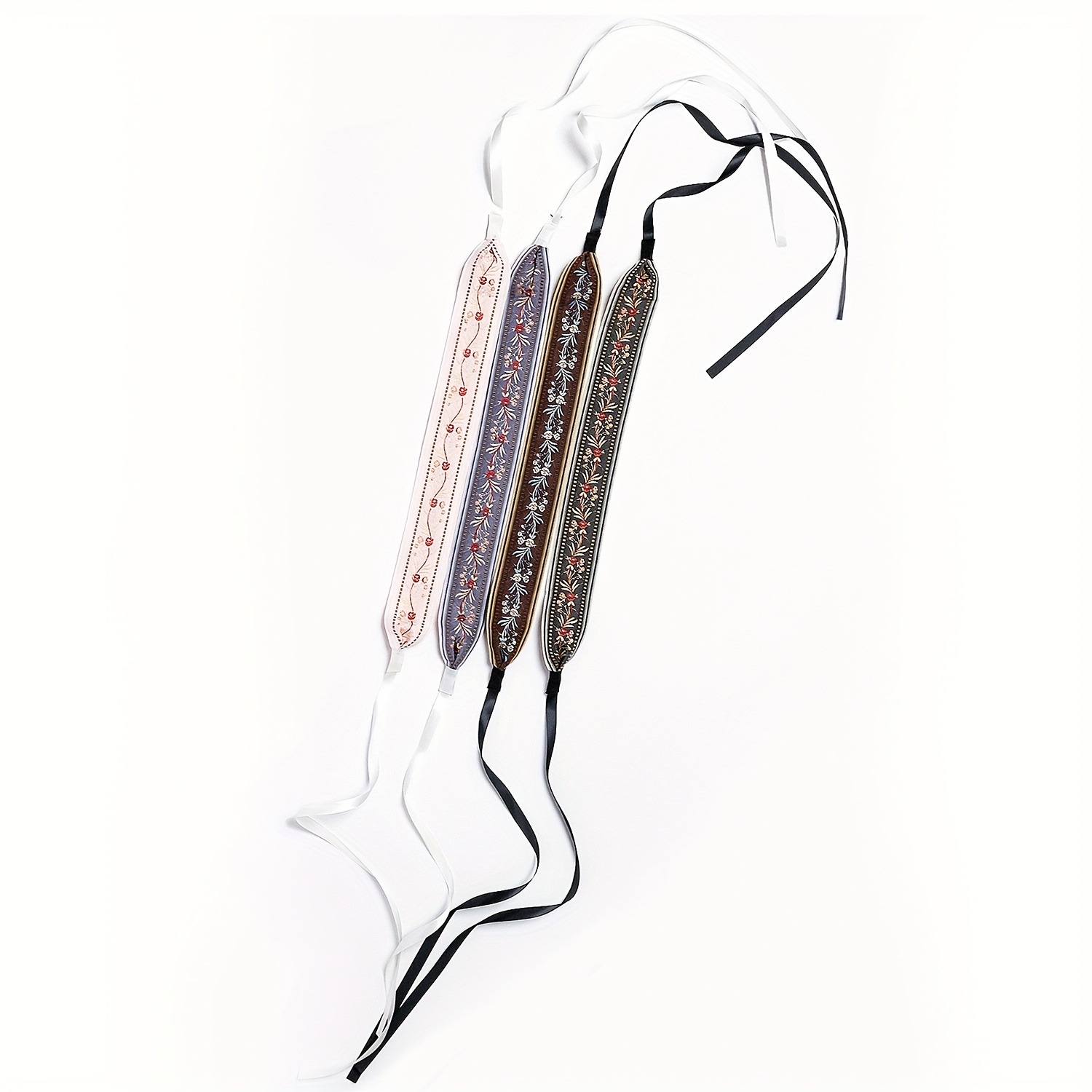 TEMU 4pcs Bohemian Ribbon Decor Hair Tie Set For 's Hairstyle