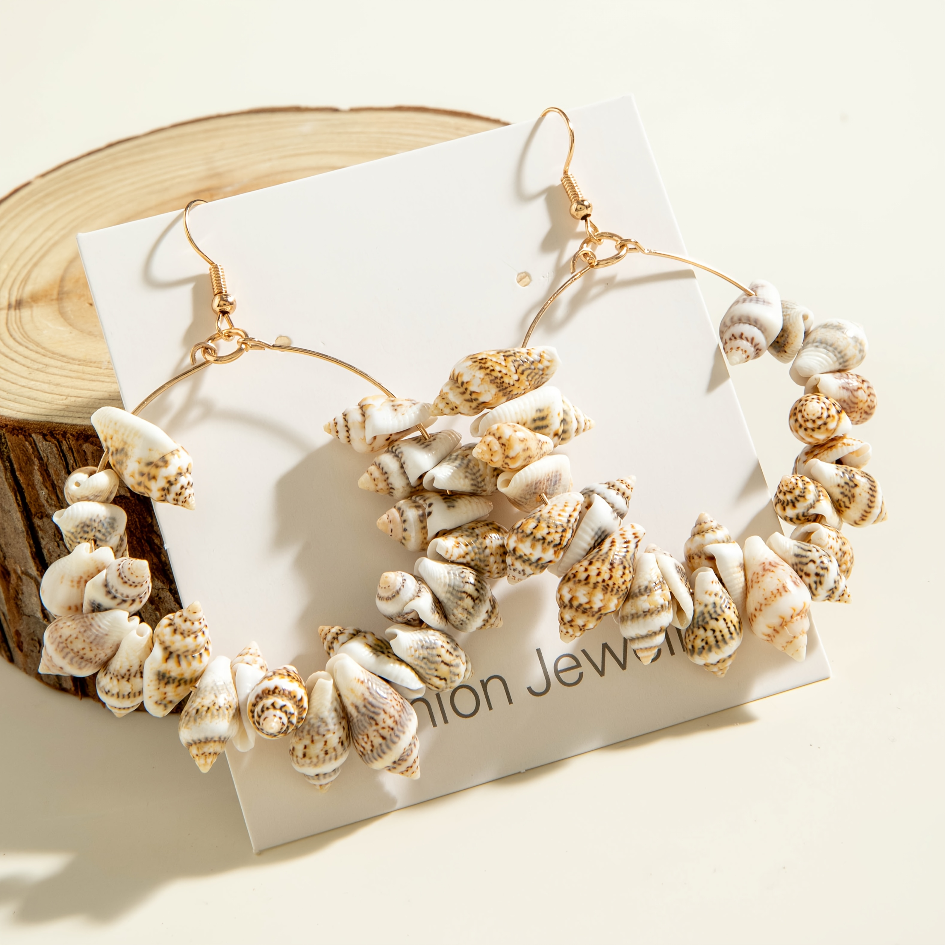 Image of 1 Pair Fashion Resin Bead Earrings Tassel Suitable For Women's Beach Vacation Gift For (batch Different Seashell Size And Color Depth