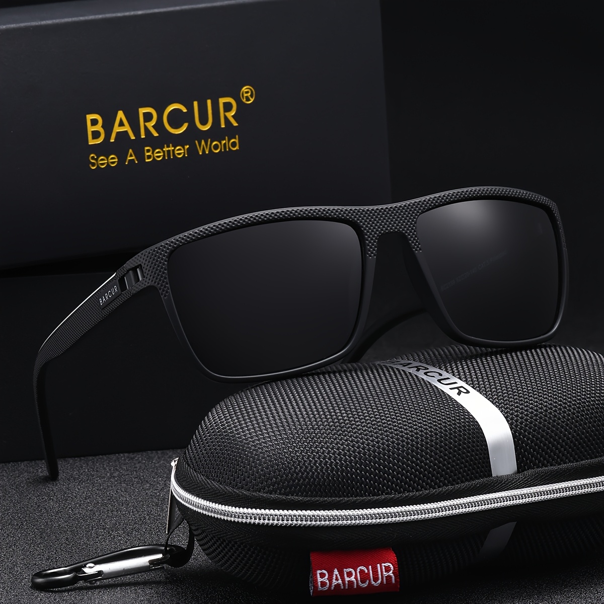 Barcur Classic Lightweight And Comfortable Men's Sunglasses Tac Lens Material Square Frame Street Photography Fishing Hiking Fashion Decoration Uv Gift Perfect