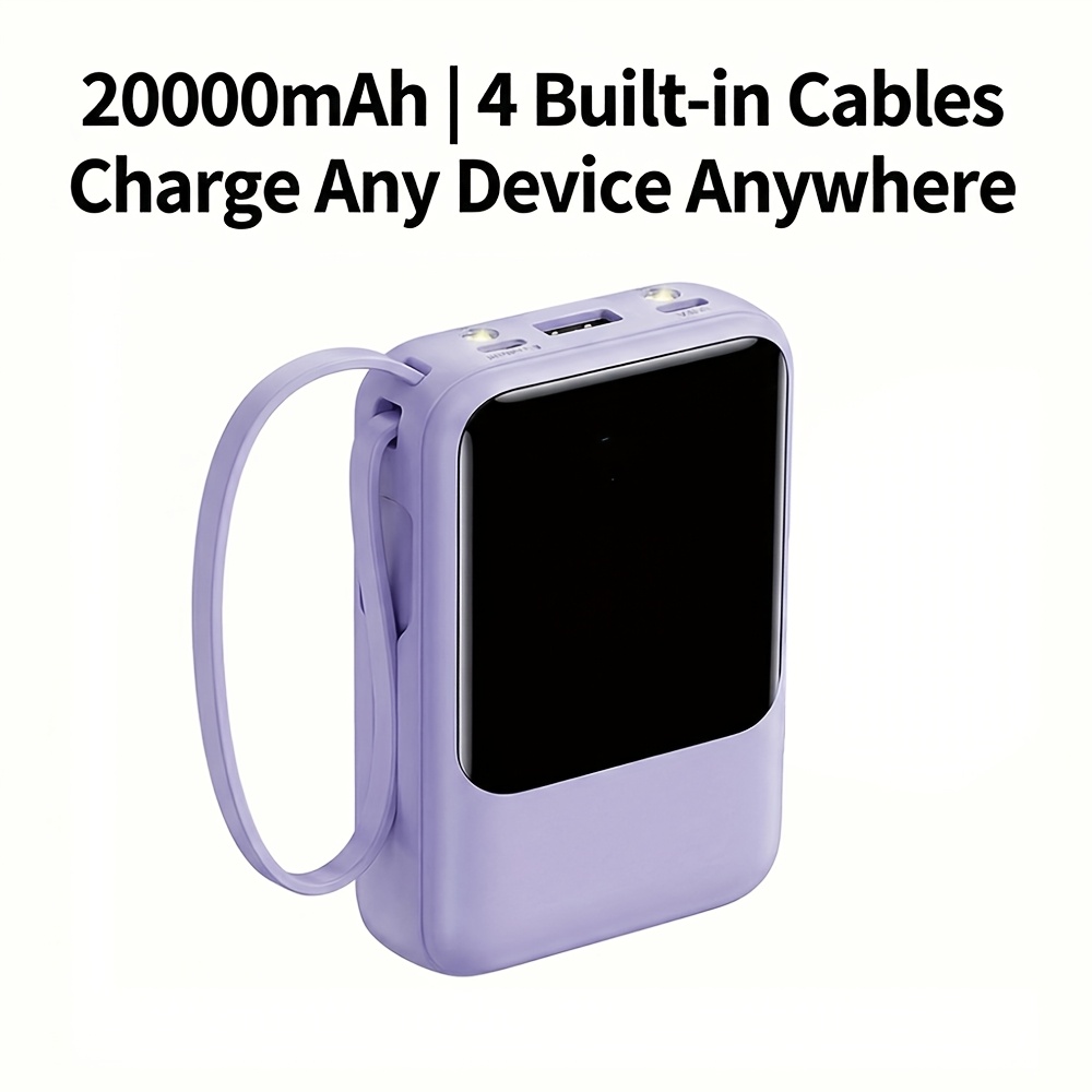 TEMU Petit Power Bank 20000Mah, Chargeur Portable 20W, Chargeur Portable Slim avec Écran LED, Petit Batterie Externe Chargeur de Téléphone Portable,
