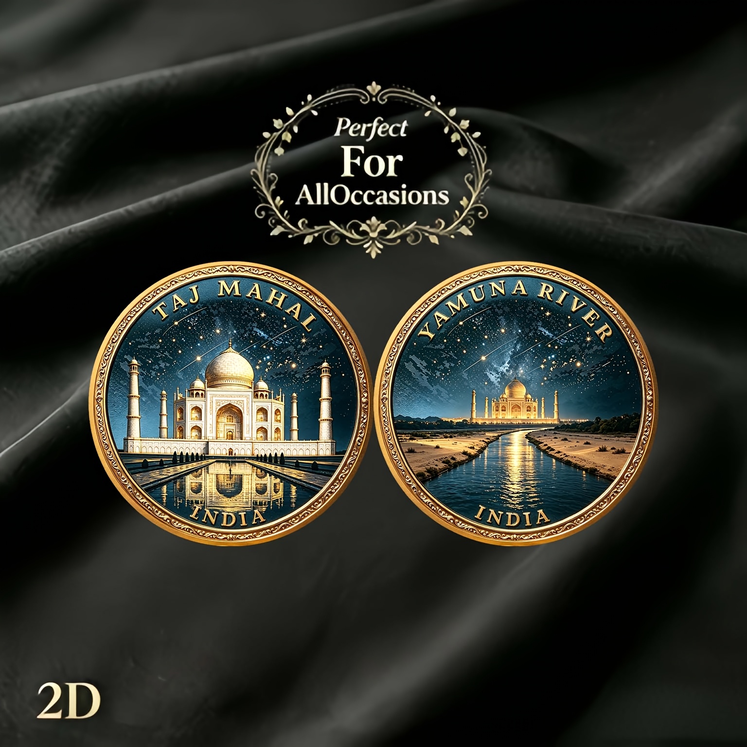 Taj Mahal Yamuna River Themed Double-Sided Commemorative Coin