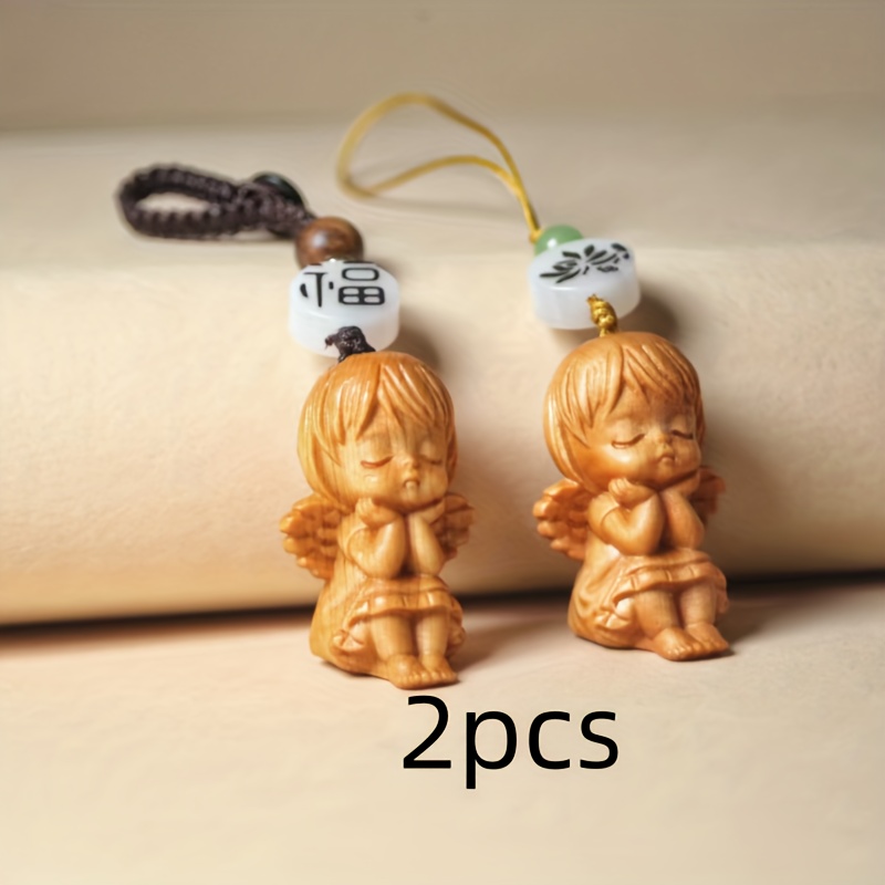 2pcs Hand-carved Wooden Christmas Ornaments, New Year Gift