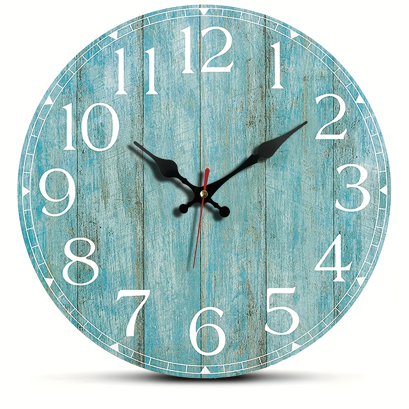 TEMU Horloge Murale à Grain de Bois Vintage, Décoration de Cuisine Silencieuse , Horloge Décorative Rustique Vintage à Piles, Convient pour Salle de