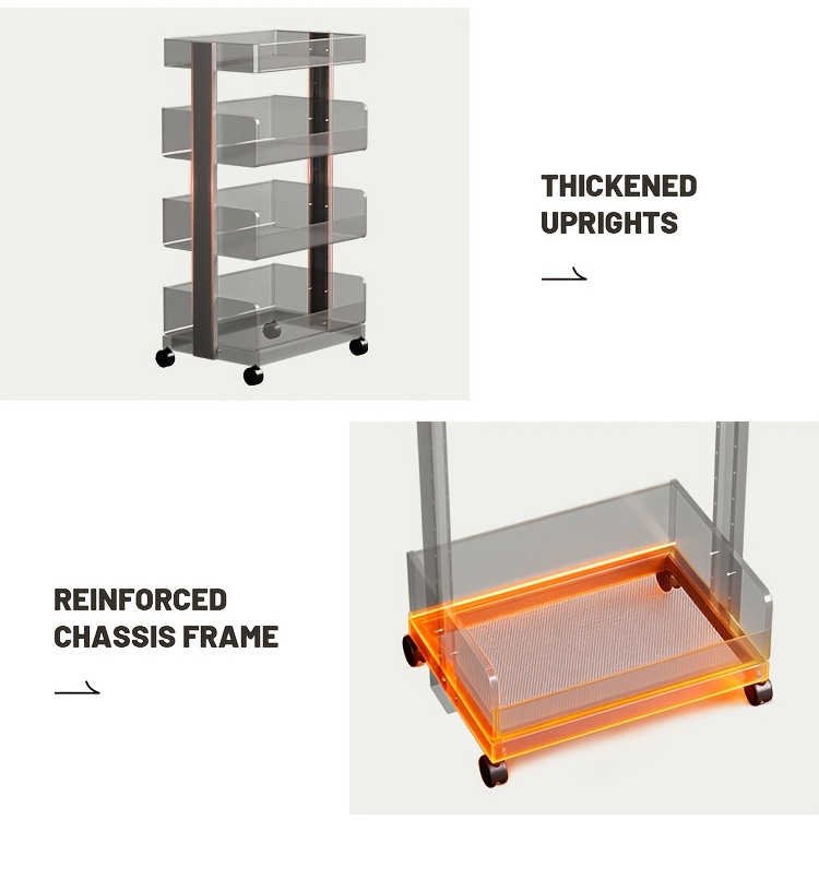 1pc wheeled utility storage cart rolling storage cart heavy duty vertical shelving unit mobile metal storage rack kitchen organizer and storage home and household decor Product details 2