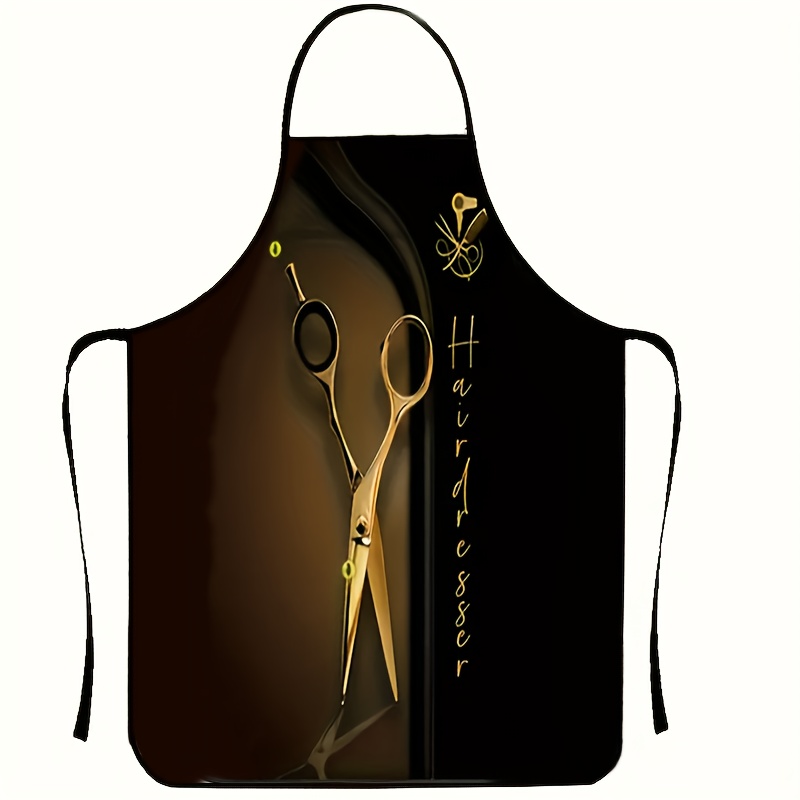 

Scissors Print Large Work Apron - , Waterproof & Oil-resistant For Hair Styling, Gardening, Salons & Kitchens