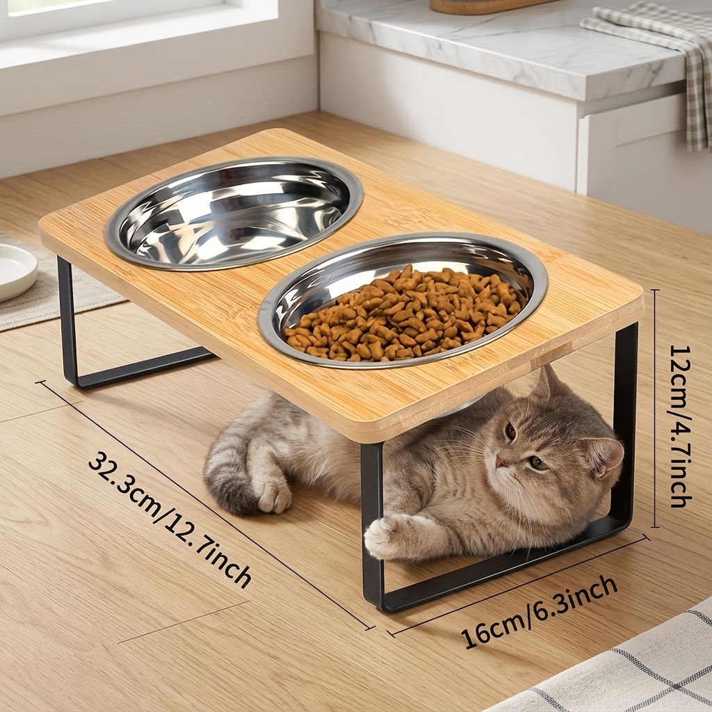 TEMU Wooden Dog Food Feeder, 2/3pcs Bowls , Elevated Dog Bowl Stand, Protecting The Neck
