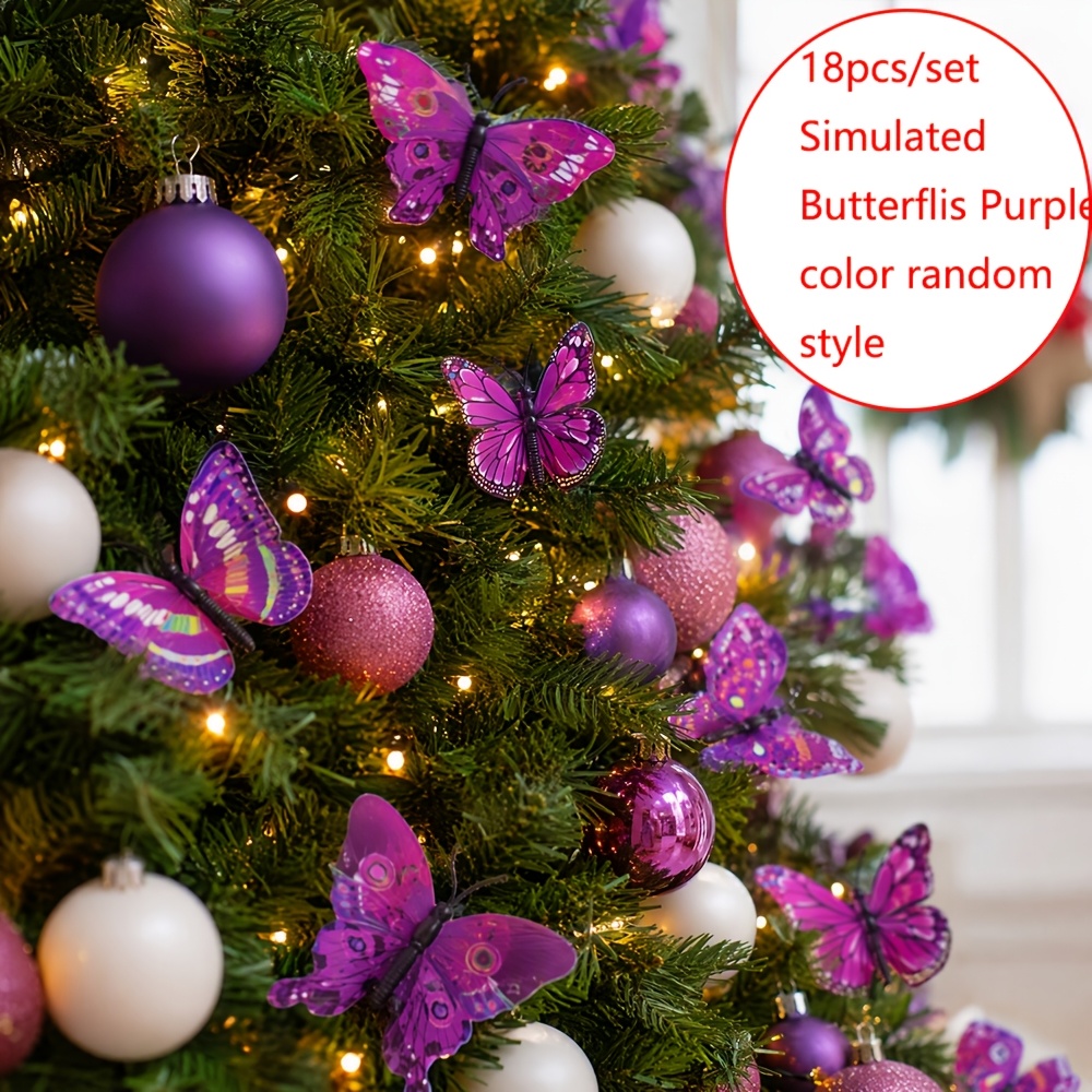 TEMU Purple 18pcs 6cm Random Style Plastic Fake Decorations, Christmas Home Decor Set, Christmas Tree Hanging Decorations, And Reusable, Suitable For