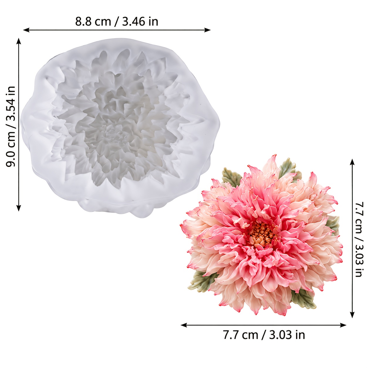 TEMU Candle Mold - 3d Soap Flower Chrysanthemum Silicone Mold, For Plaster Wax Resin, Floral Desktop Ornament, Autumn Thanksgiving Home Decor Diy