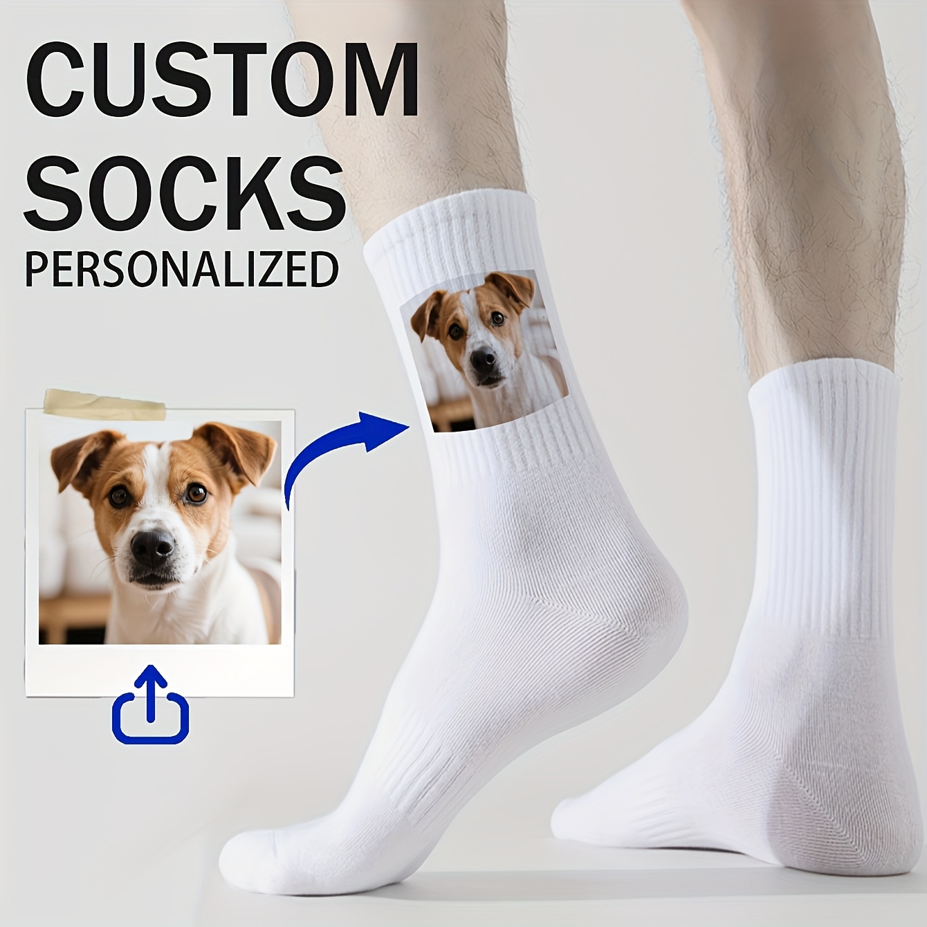 TEMU 1 Pair Custom Photo Personalized Socks - Add Your Own Picture - Matching Couples Socks For Anniversary, Birthday, Valentine's, Wedding - Funny