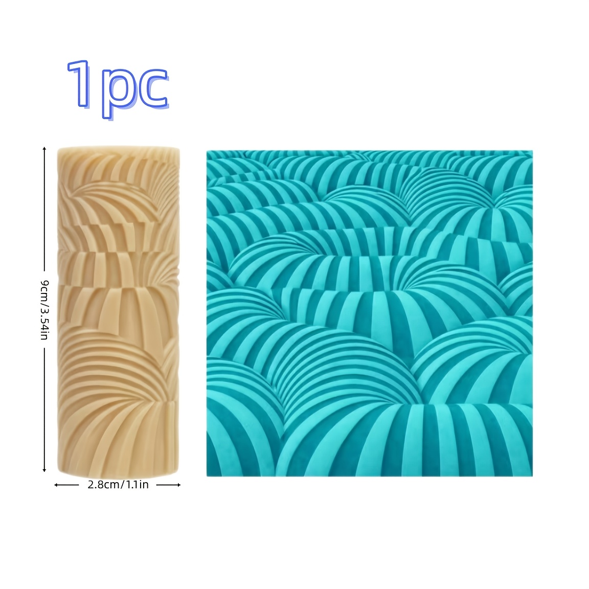 TEMU 1pc Wavy 3d Texture Roller, Soft Ceramic Embossing Tool, Suitable For Making Ceramics, Coasters, Clay Earrings, Pendants - Durable Plastic Craft