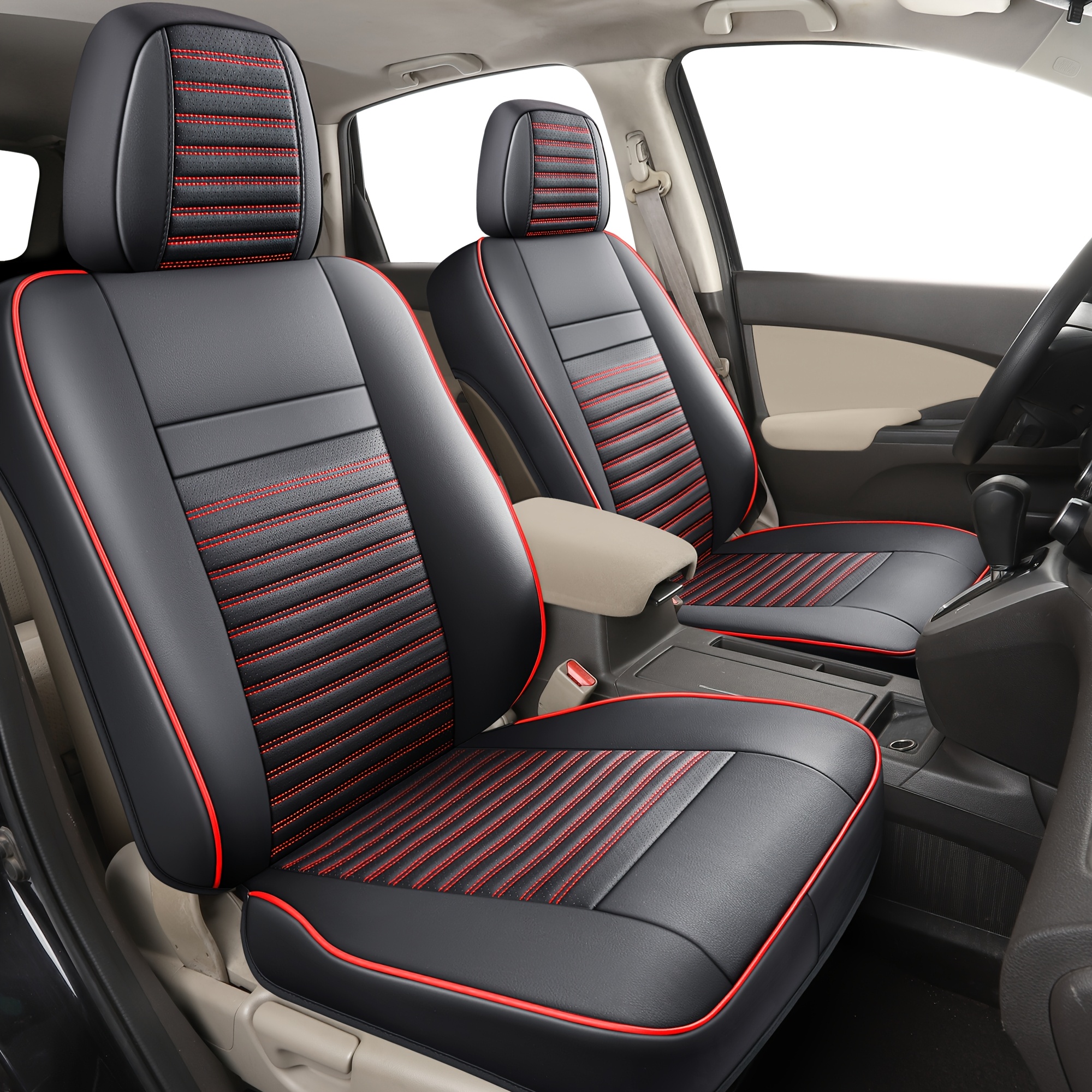 ALLTIMES Car Seat Covers For Honda CR-V – 9pcs Front & Rear Set – Black/Gray Polyester
