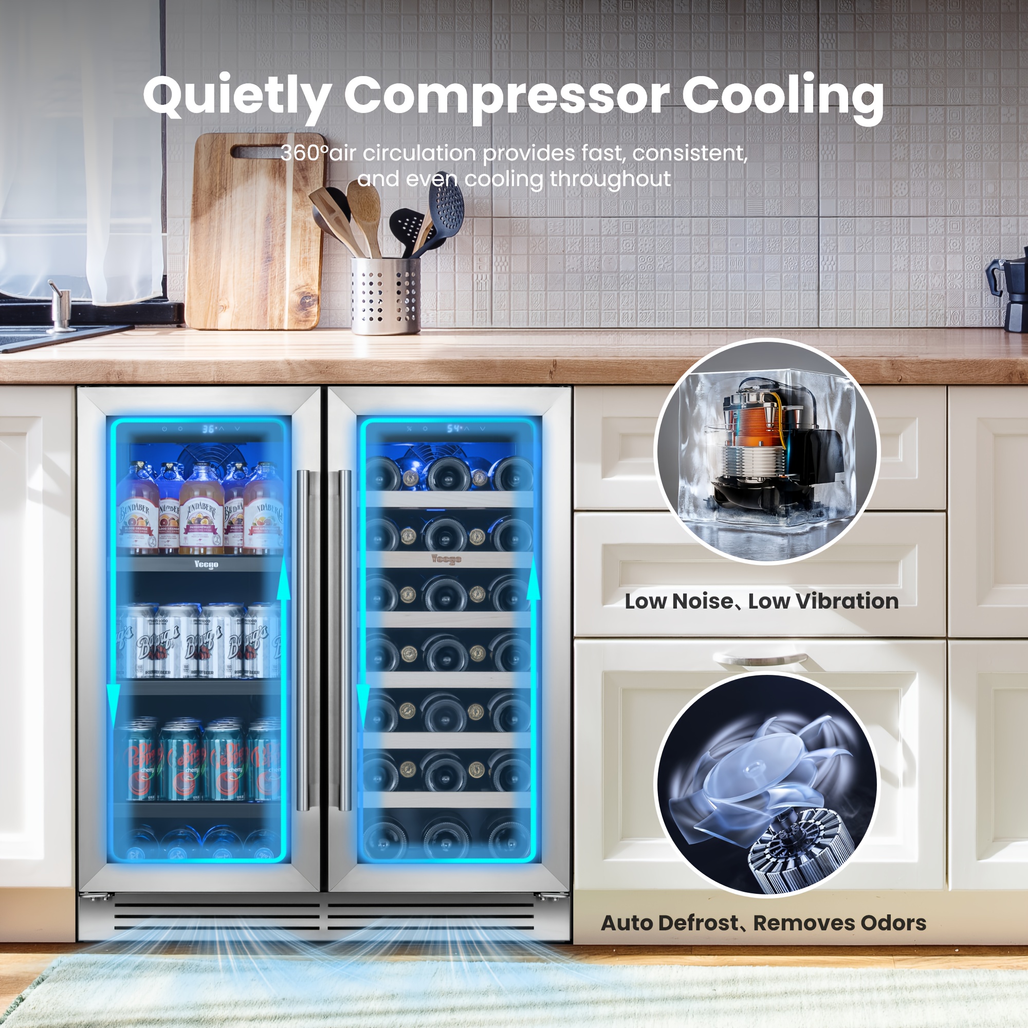 wine and beverage refrigerator 30 inch   wine beverage cooler 33 bottles 80 cans freestanding built in glass door with   blue led display 36 72 f double door wine refrigerator ideal for bar   Product details 6