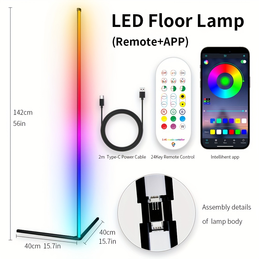 1pc Lampada Pavimento Rgb Ic Lampada D'angolo A Led - Temu Italy