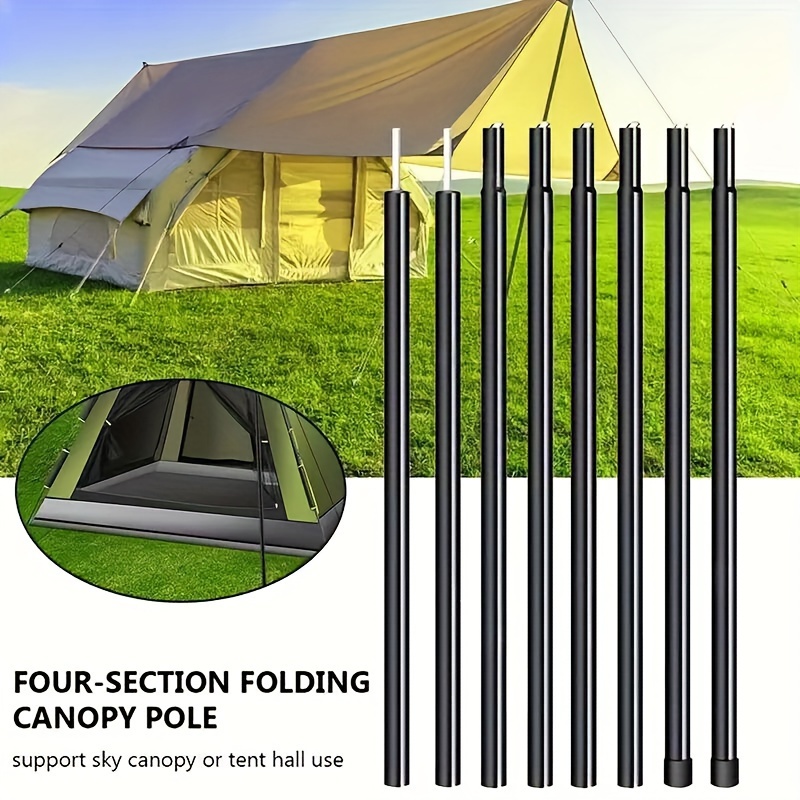 Iron Camping Tent Poles 16mm 4 Section 2m 3 .5m Adjustable Support Rods for Outdoor Tent Tarp Awning Universal Fit Segmented Fixed Poles for Tent Setup