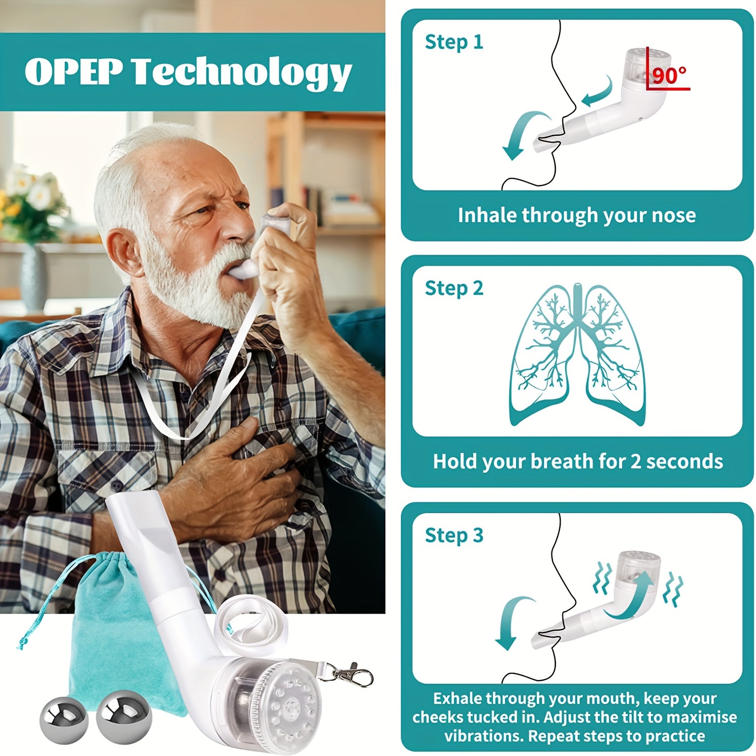 

Pep , Exhalation And Inhalation , 3 Steel Models, Suitable (non-medical), Battery