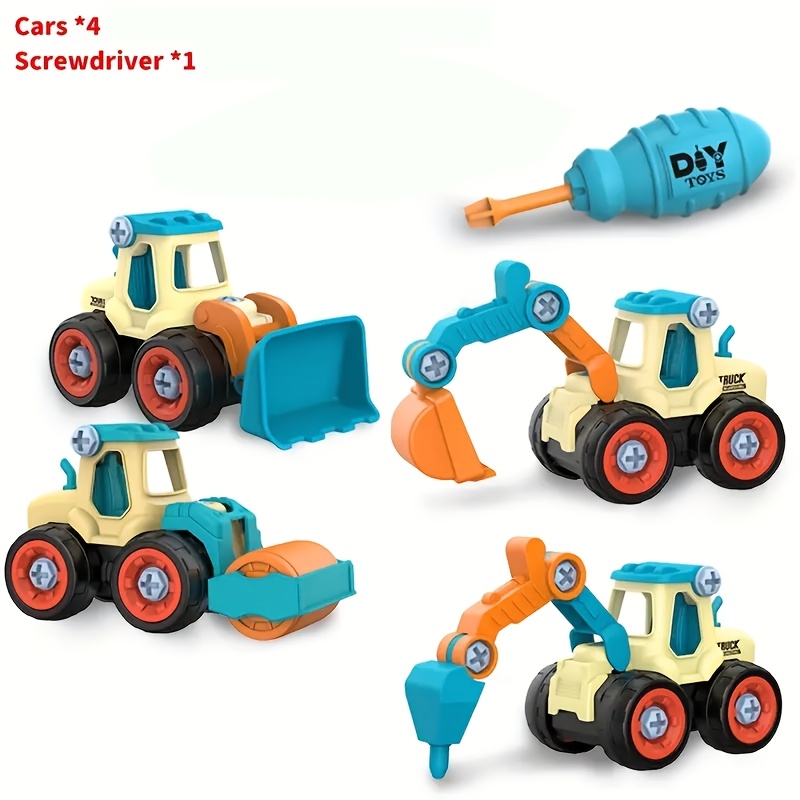 4pcs Construction Vehicle Set with 1 Screwdriver, Children's Assembly and Disassembly Toy Excavator, Detachable and Screw-On Educational Building Blocks for Boys and Toddlers, Christmas Gift, New Year Gift, Birthday Gift for Kids. Some Accessory 5 4pcs Construction Vehicle Set with 1 Screwdriver, Children's Assembly and Disassembly Toy Excavator, Detachable and Screw-On Educational Building Blocks for Boys and Toddlers, Christmas Gift, New Year Gift, Birthday Gift for Kids. Some Accessory - Image 5