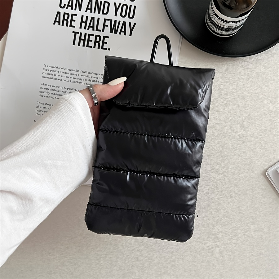 TEMU New Mini Phone Bag With Outdoor Cold Insulation, Shock Resistance, Mountain ,, Colorful Fluffy -padded Jacket Earthquake Resistance Phone Bag