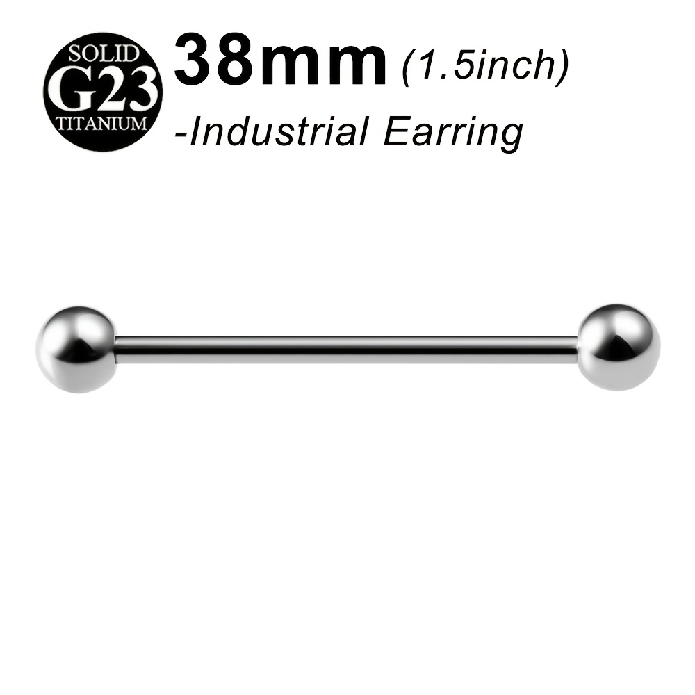 TEMU 1pc Industrial Barbell Cartilage Earring Tongue Helix Barbell Titanium Alloy Body Piercing Jewelry Retainer For Women Men Straight Bar Length