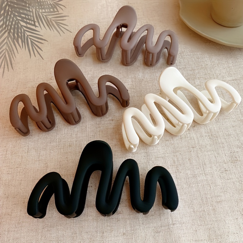 

1pc/4pcs Set Elegant Matte Hair Claw Clips, Large Twist Hair Grab Clips, Solid Color Plastic Hairdressing Accessories For Women And Girls