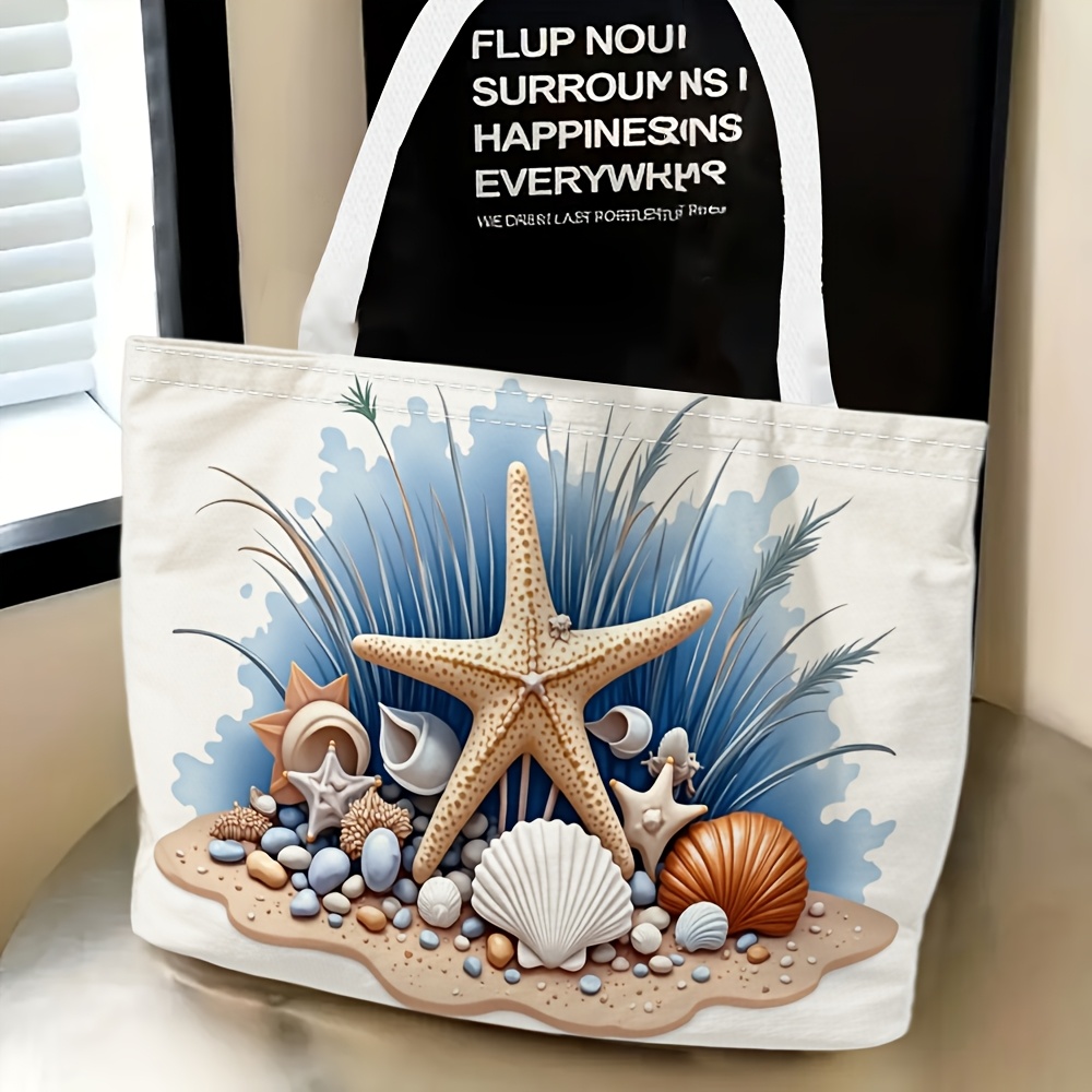 TEMU 1pc, Starfish Shell Theme Women's Shoulder Bag, Multi-functional And , Handbag, Clutch, Horizontal Shoulder Bag, Travel Essential, Fashion