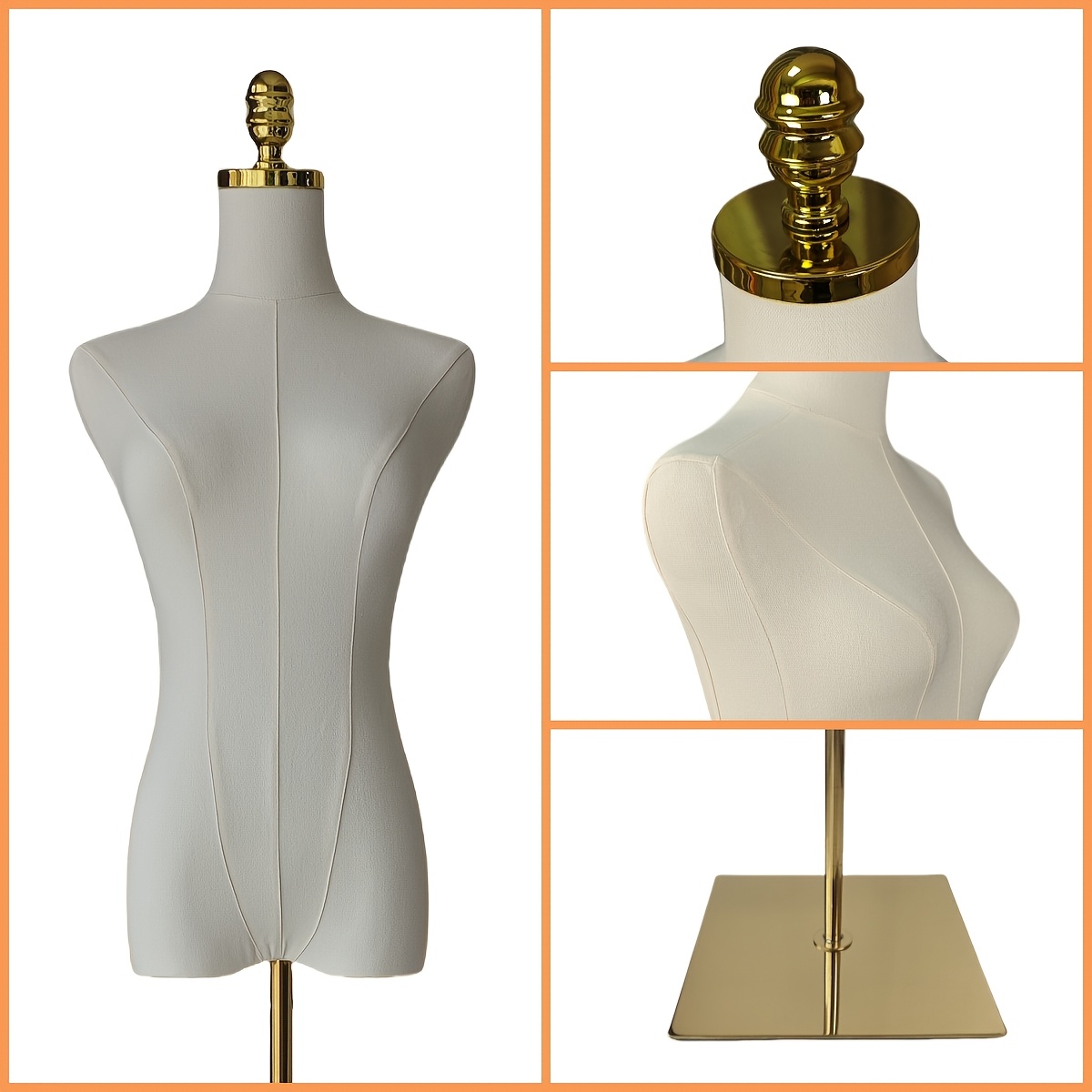 knee length dresses for ladies Female Half-Leg Dress Form with Bendable Arms: Natural Linen main image 0