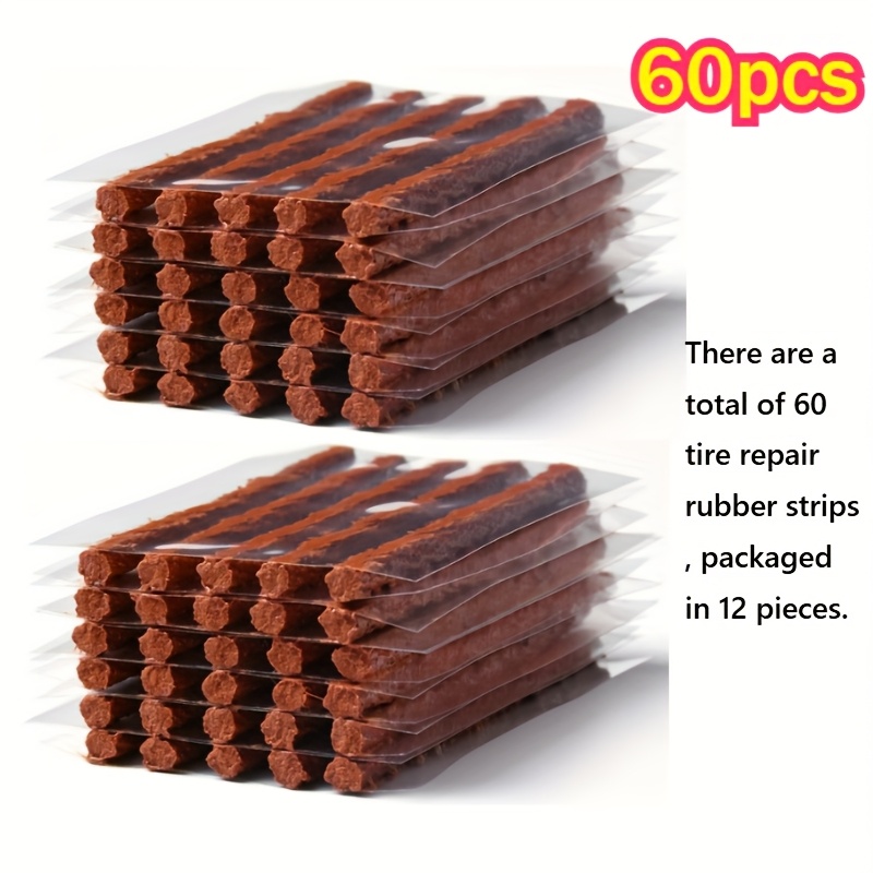 TEMU Tire Plug Kit 60pcs Tire Repair Strip Car Tire Repair Sealer Bike Tires Tire Puncture Repair Strip Tire Repair Plugs Motorcycle Tire Repair Sealer Tire Sealing Kit Natural Rubber
