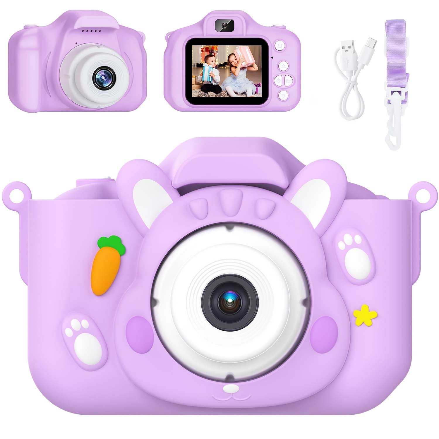 Image of Cute Camera Toy, Dual-lens , 1080p Hd, 48mp, Video Recording, 5 Built-in Fun Games & Diverse . Children's Photography Hobby & Creation , Perfect Birthday Gift For Kids