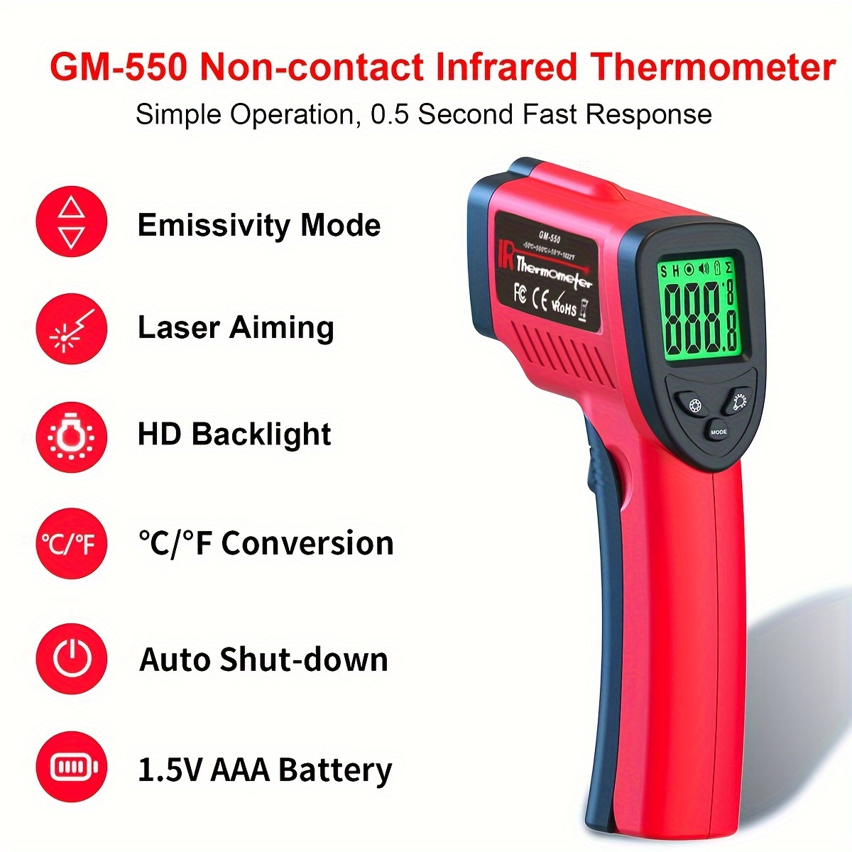 Benetech Gm320 Non contact Digital Laser Grip Infrared - Temu