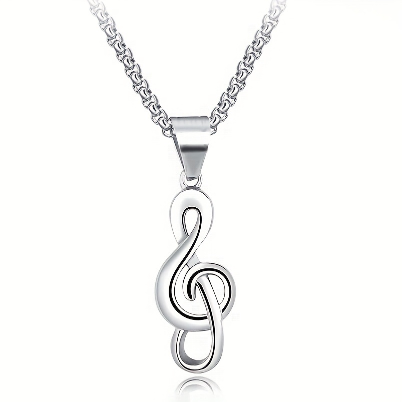 1pc Musical Note Necklace For Men, Easy Creative Pendant