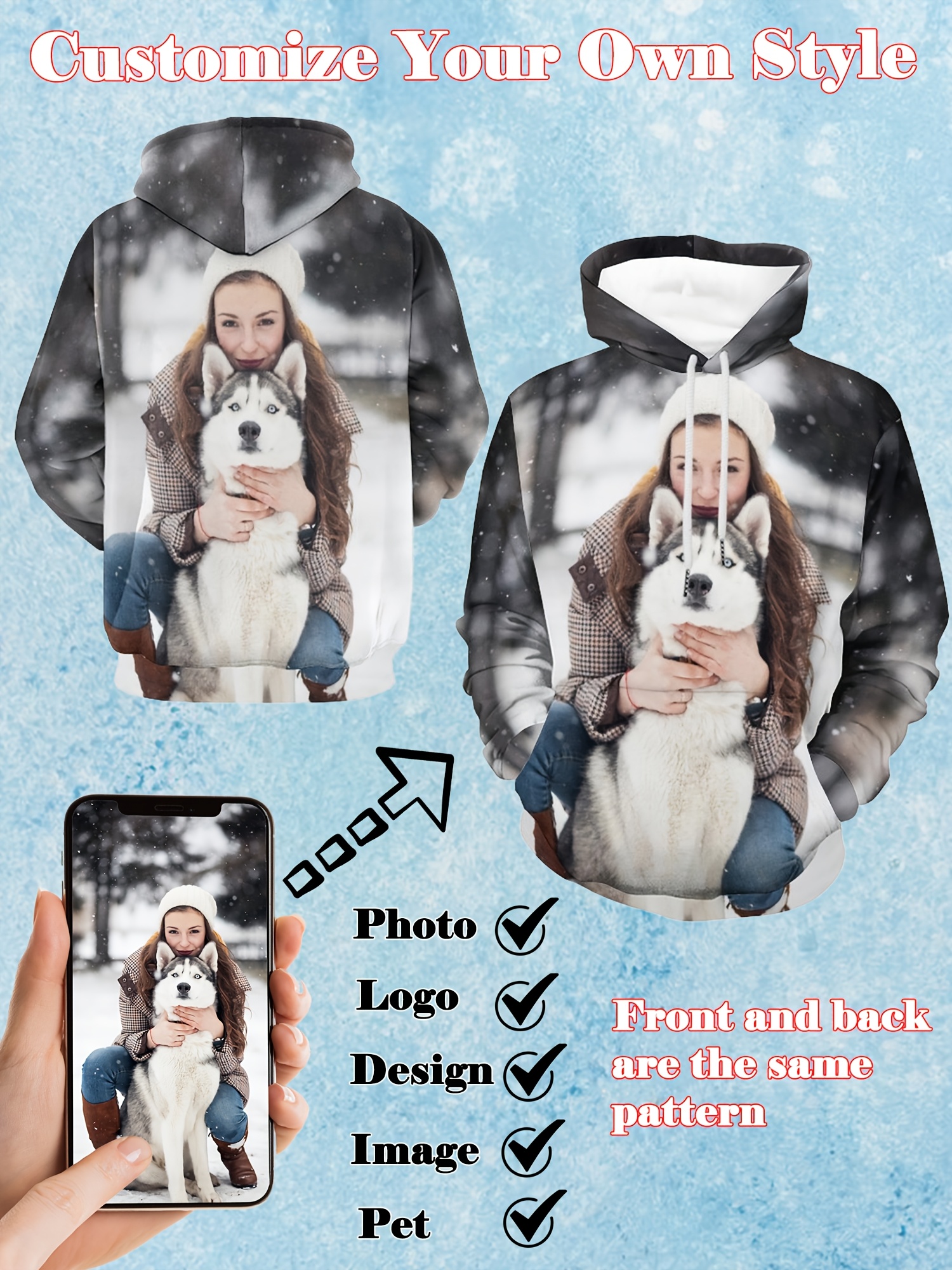 anpassbarer herren hoodie fotodruck personalisierter Temu