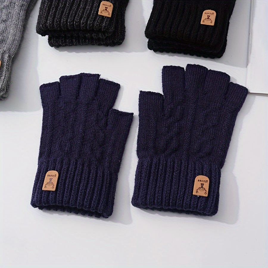 

- Half- Gloves - , Windproof & For Cycling | Stylish Knit Design