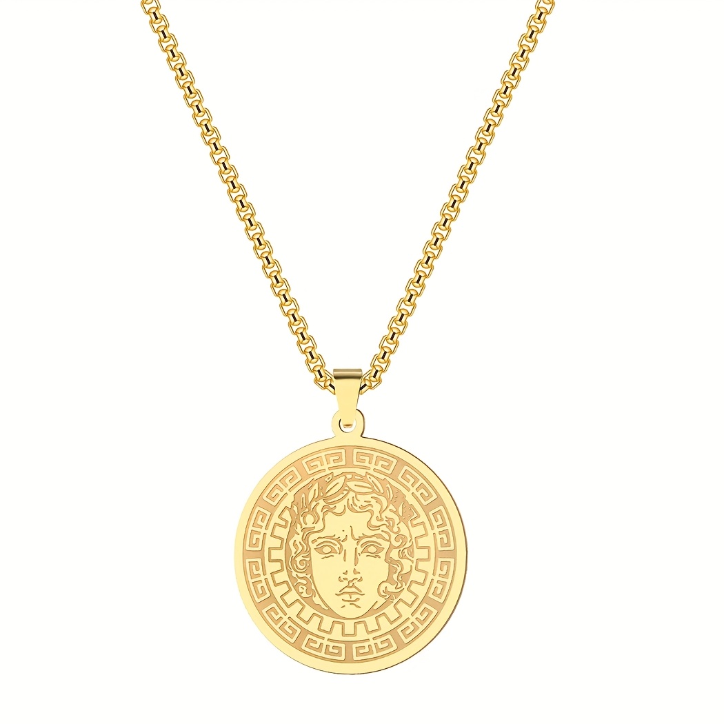 Image of 18k Golden Plated 304 Stainless Steel Pendant Necklace 304 Stainless God 18k Golden Plated-plated Pendant Necklace, Sun God Ornament, Symbol Pendant Jewelry