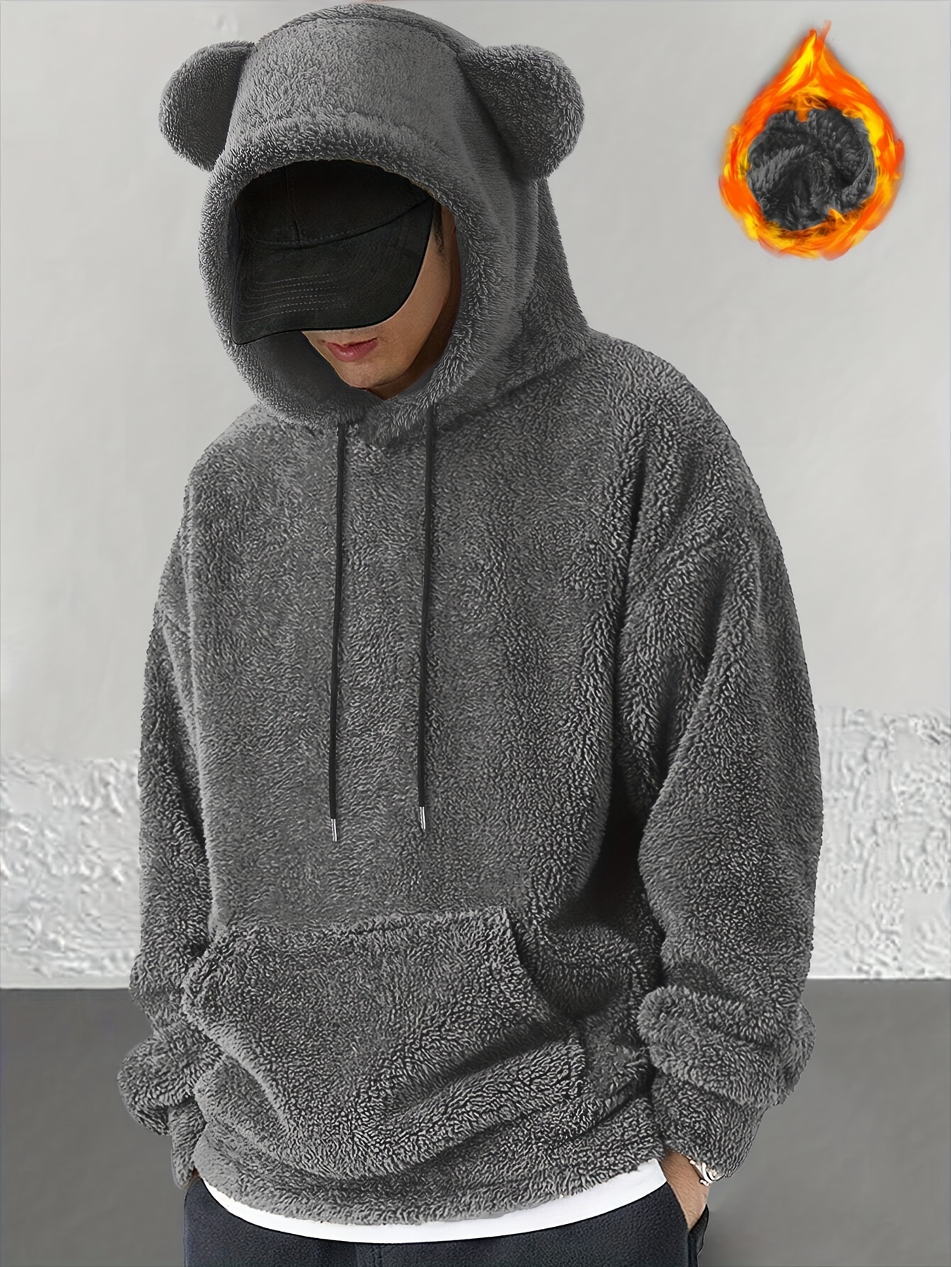 invernale cappuccio oversize in pile corallo Temu Switzerland