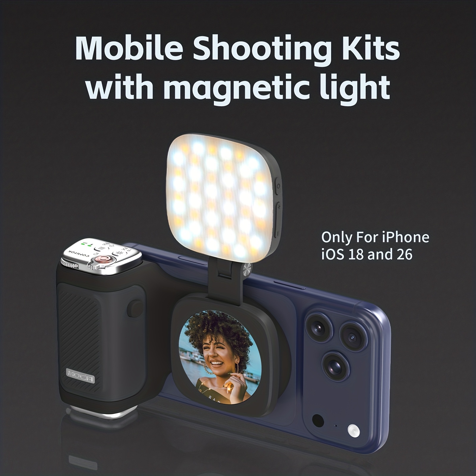 Image of Comitok | Photography Assistant For Iphone 2-in-1 Selfie Mirror And Fill Light Compatible With Ios 26 And Ios 18 One-tap Camera Rechargeable Remote Control With Long Designed For Photography
