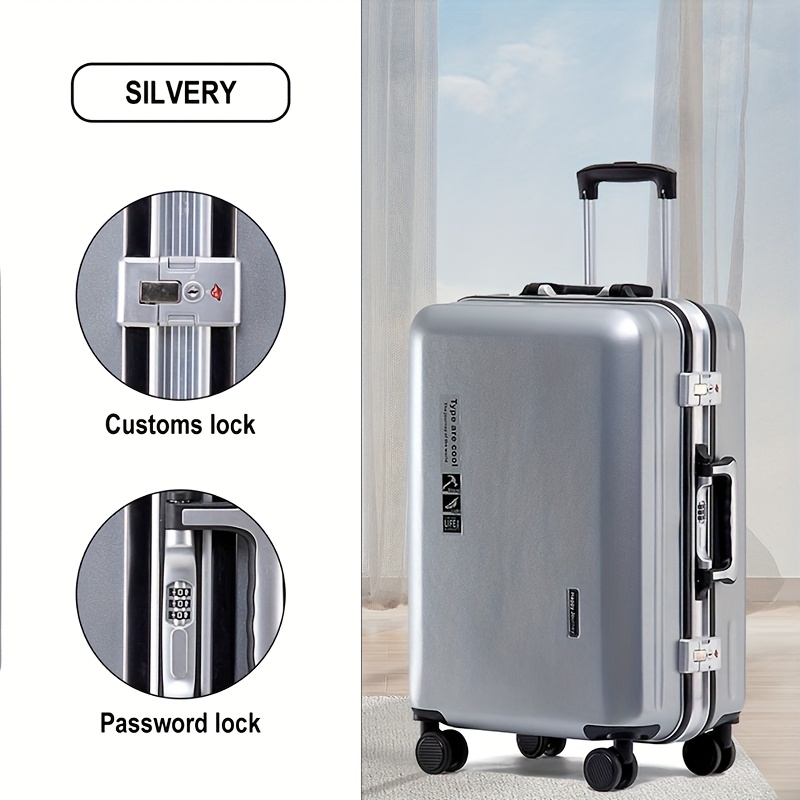 TEMU 20/24" Aluminum Luggage Usb Suitcase Luggage Double Buckle Luggage Travel Bag Anti-theft Suitcase