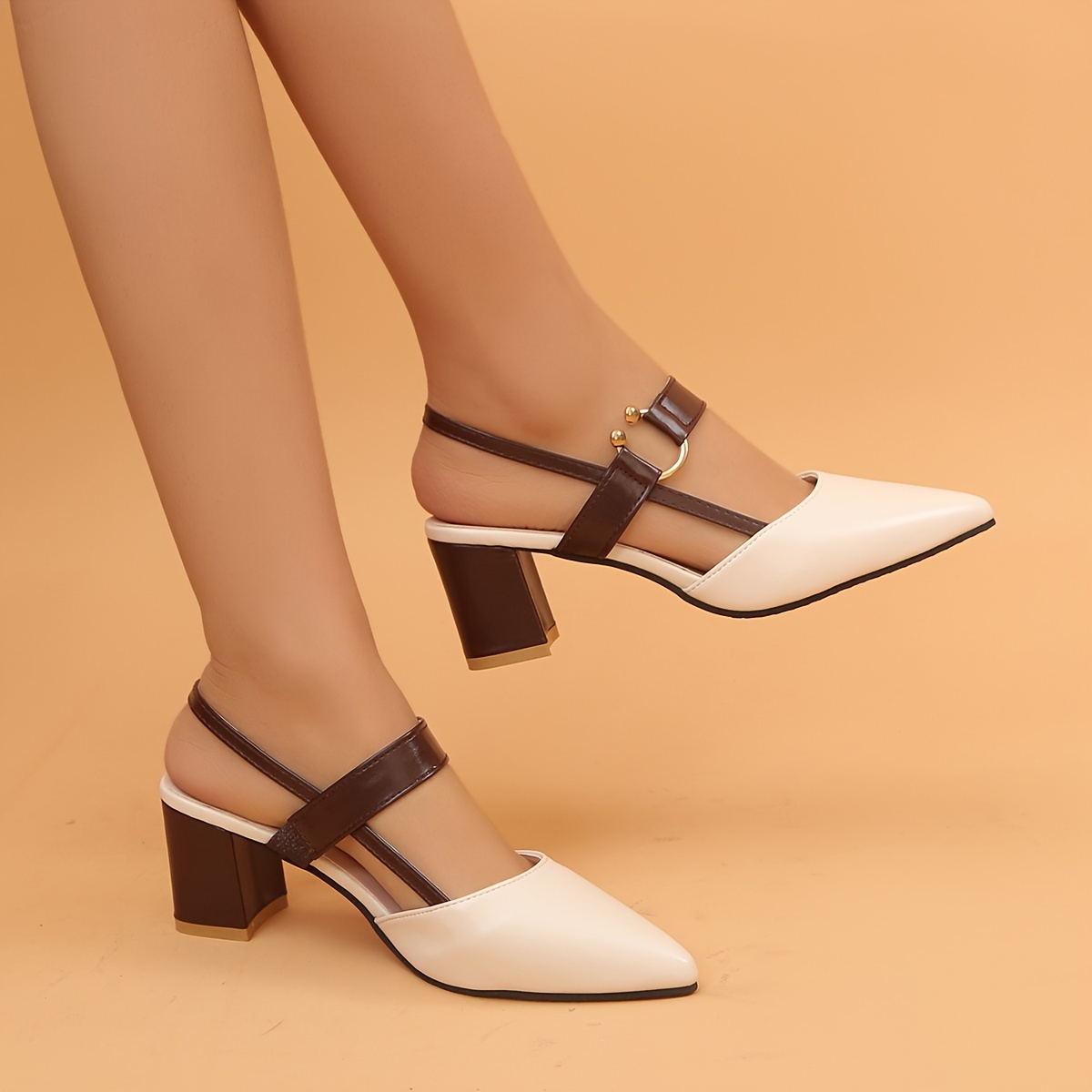 Women's Leopard Print Pointed-Toe High Heel Slip-On Shoes Chunky Block  Heel, Synthetic Cover Upper PU Sole, Comfortable Pull-* for Autumn