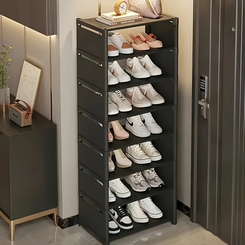 

Space-saving Adjustable Shoe Rack - Stainless Steel & Plastic, Organizer For Entryway, Bedroom, Dorm - Fits All Shoes