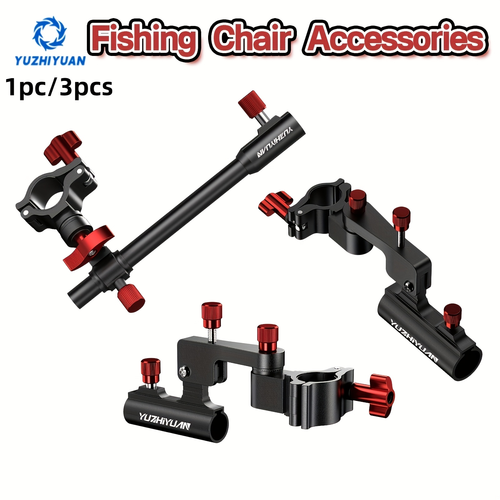 clamp on fishing chair accessories 1pc multifunctional fishing rod holder with 360° adjustment – universal  clamp mount for boat seats, kayak, pontoon – fits 16-25mm round tube – rod,  net, and umbrella holder combo