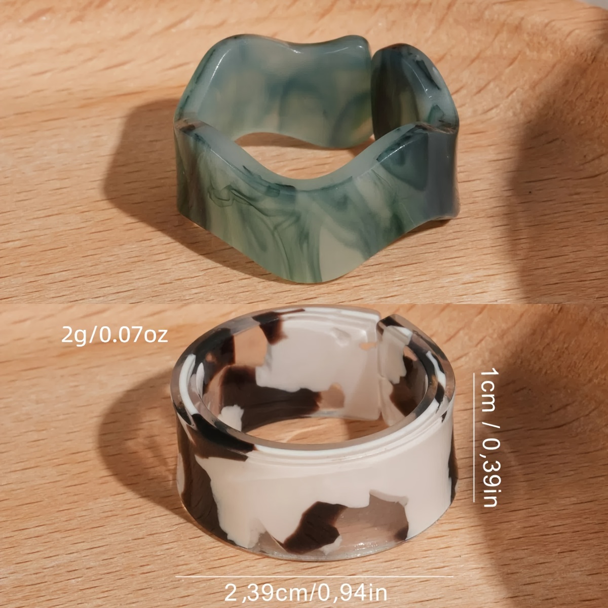 Geometric Resin Open Rings Set + All Match Rings Set
