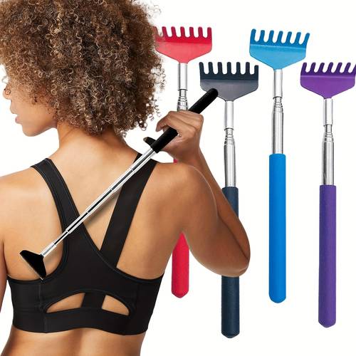 Ein Stück eines metallischen Teleskop-Rückenkratzers, ein Klafterwerkzeug mit Griff, perfekt als Geschenk für Erwachsene für Anlässe wie Thanksgiving, Geburtstage und Weihnachten.